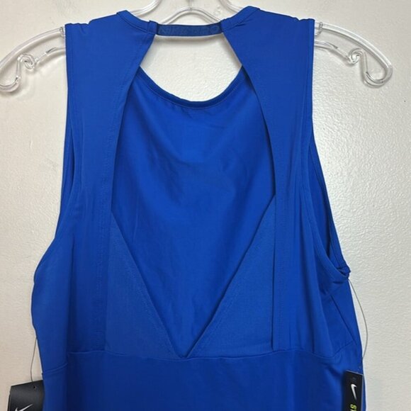 Nike Pro Essential Swoosh Dri Fit Open Back High Neck Workout Tank Top - Picture 10 of 11